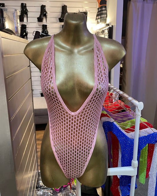 Pink net bodysuit
